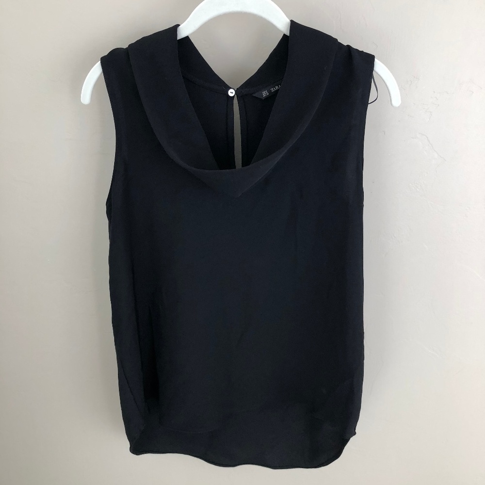 ZARA- BLACK COWL NECK BLOUSE